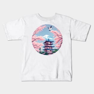 Japanese House by the Mountain Kids T-Shirt